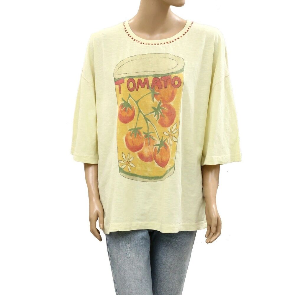 Free People We The Free In Spring Tee Tunic Top Short Sleeves Printed S 286746 - Picture 3 of 6
